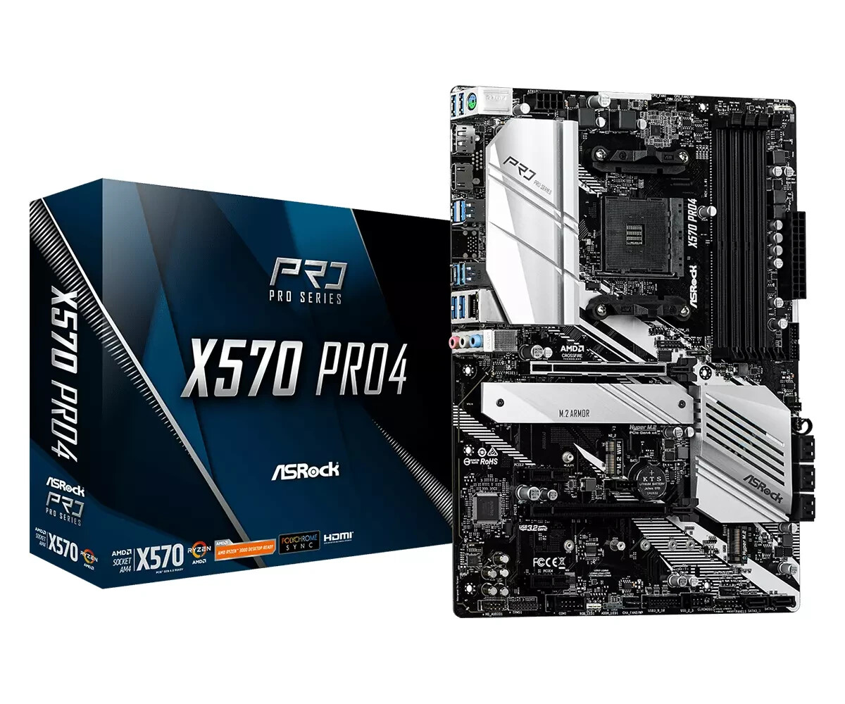 ASRock AMD X570 Motherboard ATX X570 PRO4 Socket AM4 DDR4 SATA3 PCIE4 M.2