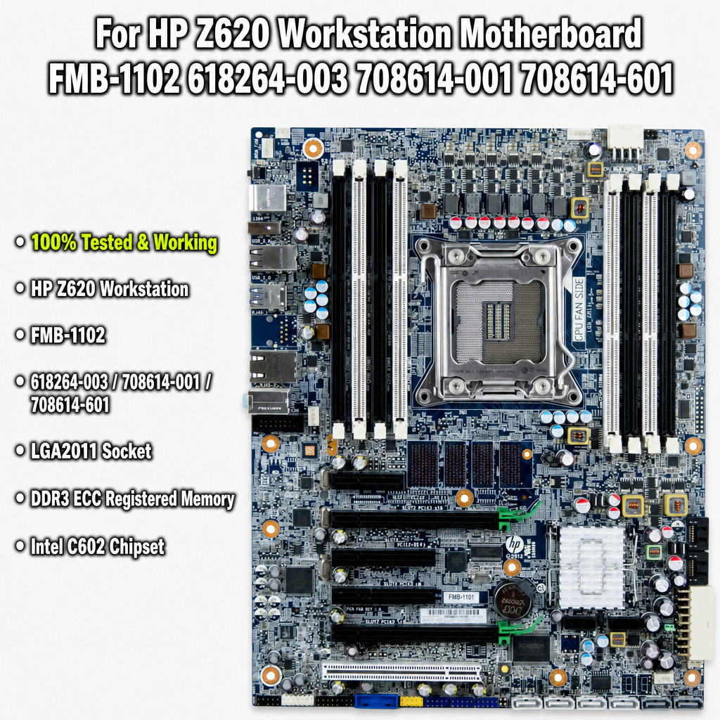 For HP Z620 Workstation Motherboard FMB-1102 618264-003 708614-001 708614-601