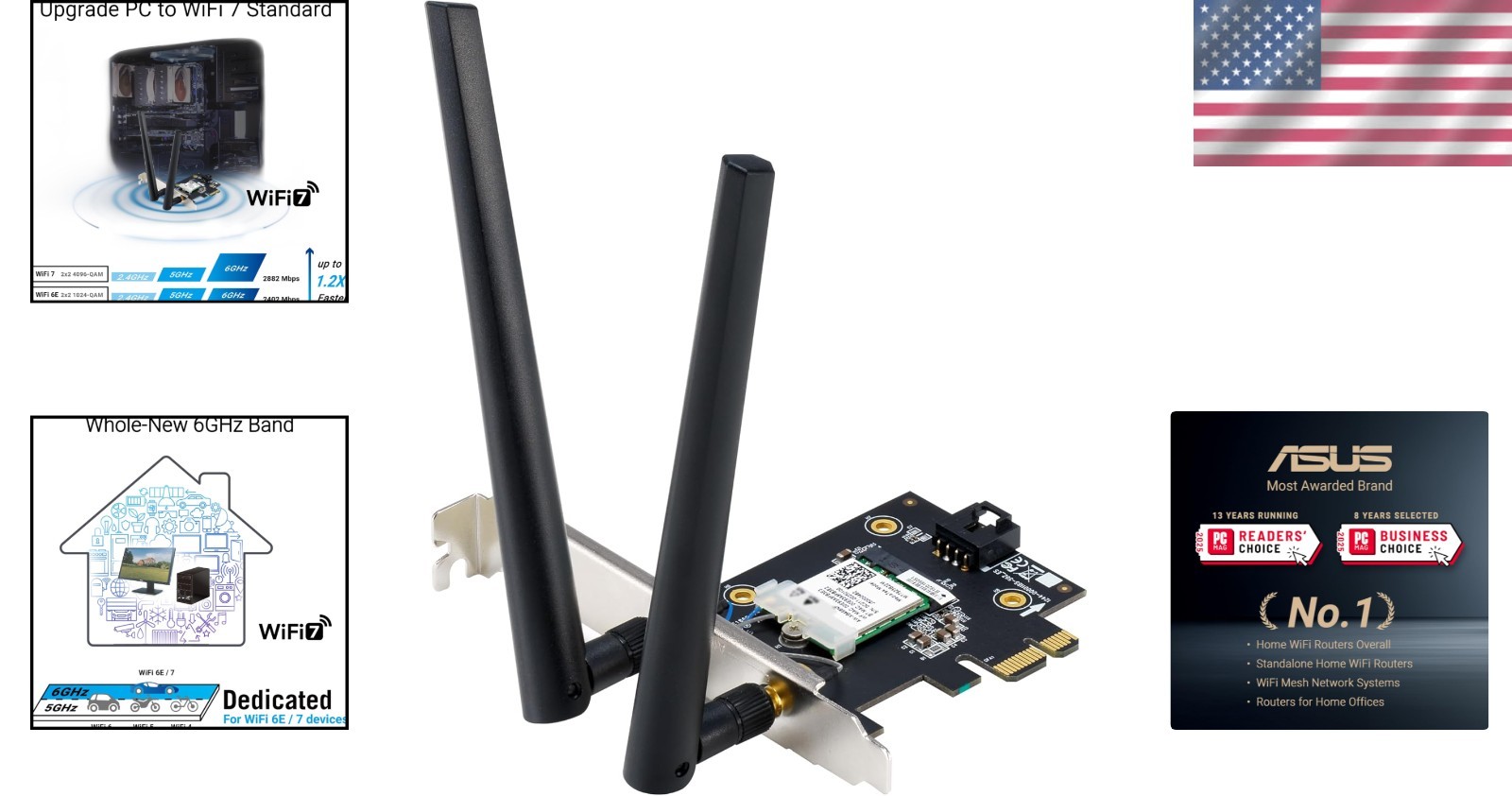 BE6500 Tri Band WiFi 7 Card – Network Security, Bluetooth