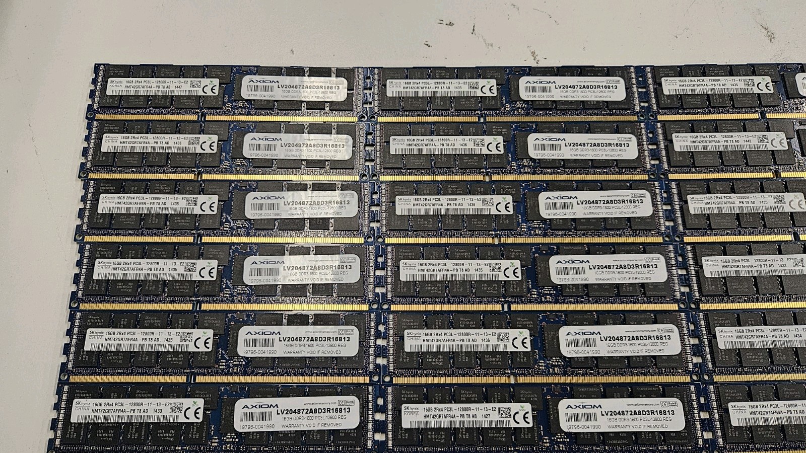 Lot of 42 SK Hynix 16GB DDR3 HMT42GR7AFR4-PB PC3L-12800R ECC RAM