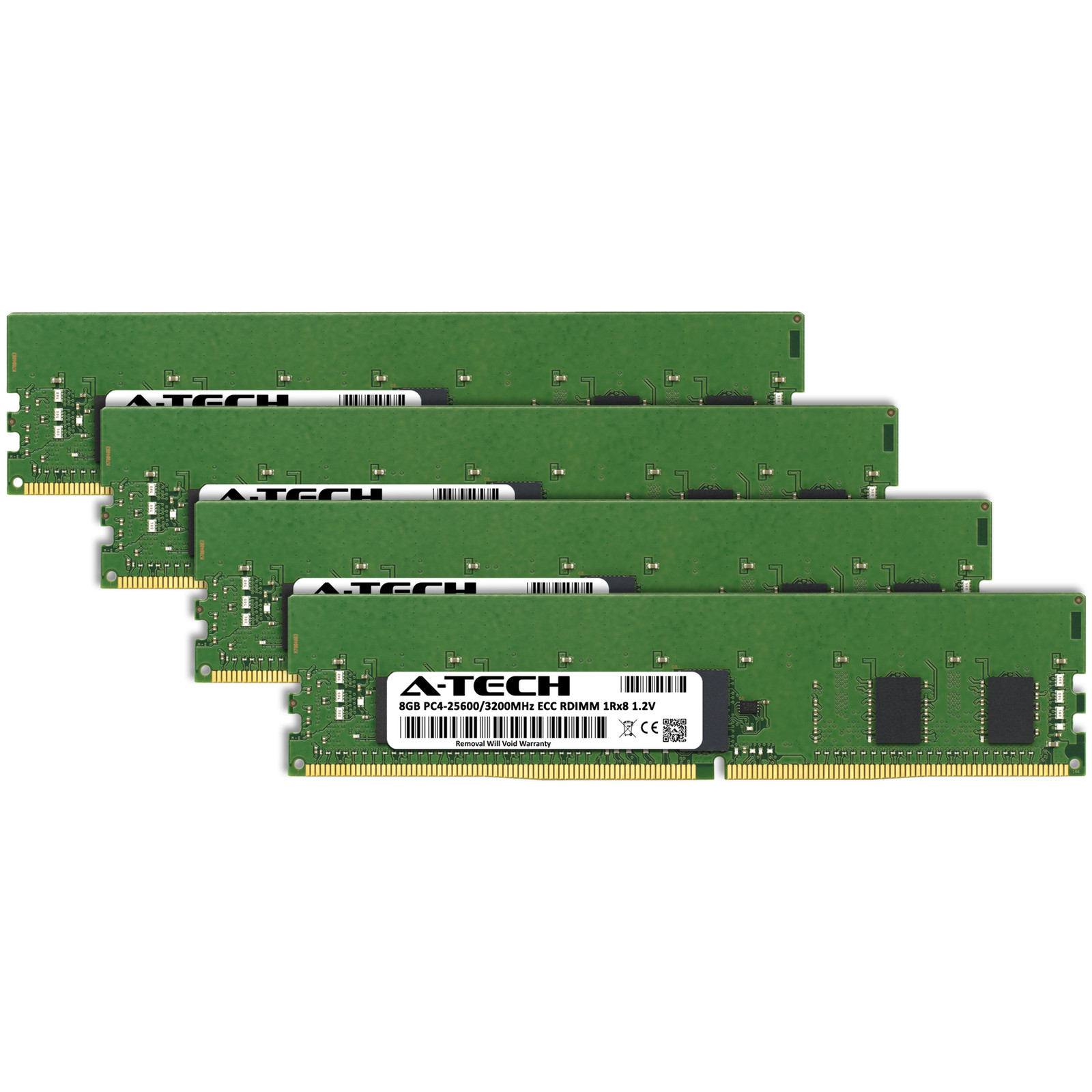 A-Tech 32GB 4x 8GB 1Rx8 PC4-25600R DDR4 3200 MHz ECC REG RDIMM Server Memory RAM
