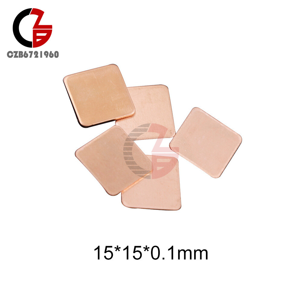 10X Pure Copper Heat Sink Sheet Radiator For Computer CPU 0.1-2MM 15*15/20*20mm