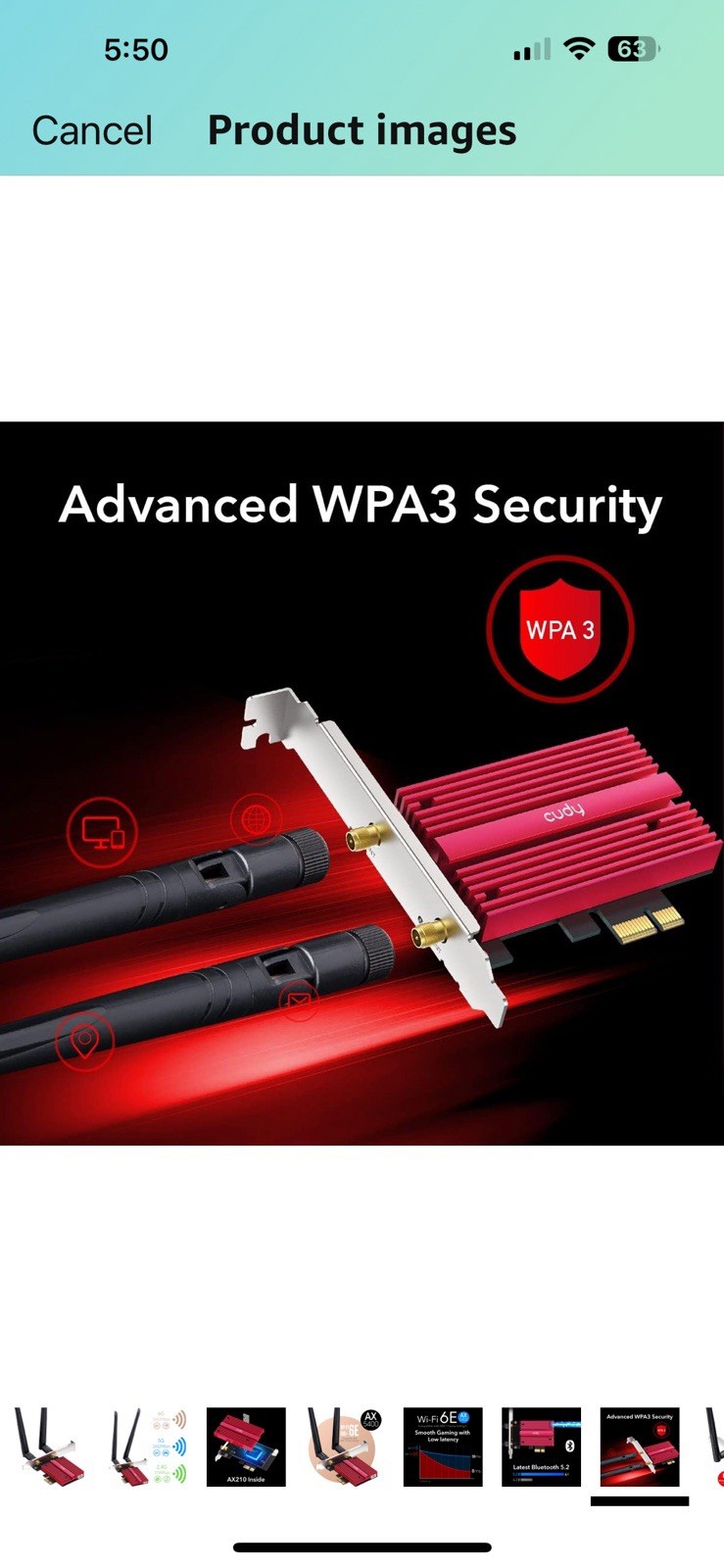 AX5400 Wireless WiFi 6E PCIe Card for PC, Bluetooth 5.2, AX210 Module Inside,…