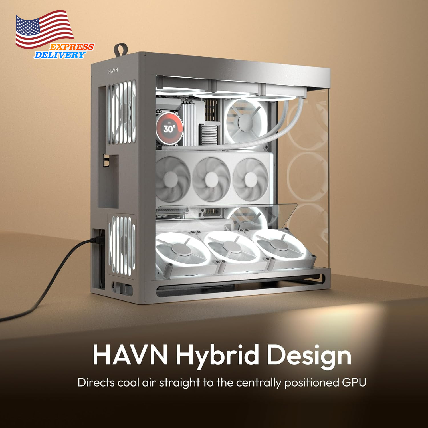 HS 420 VGPU Dual-Chamber Mid Tower ATX PC Case White Vertical GPU Kit BUY IT NOW
