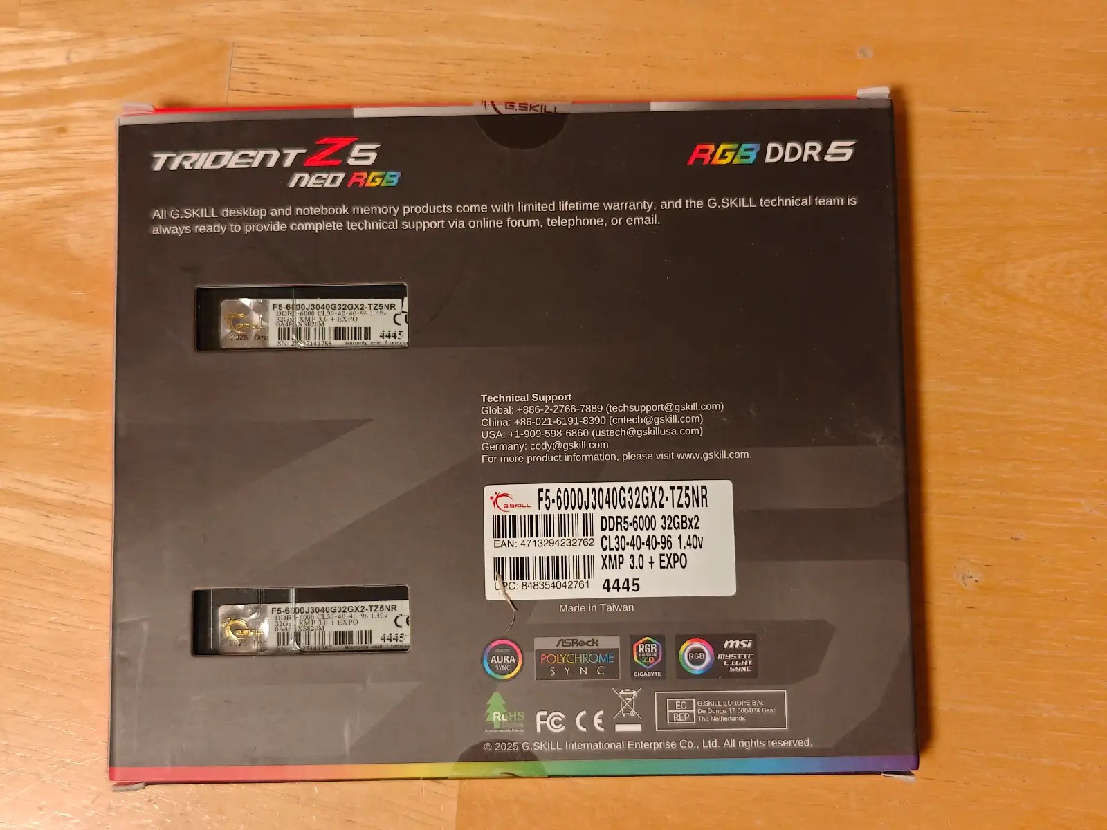 G.SKILL Trident Z5 Neo RGB 64GB (2x32GB) CL30 DDR5-6000 RAM – F5-6000J3040G32GX2