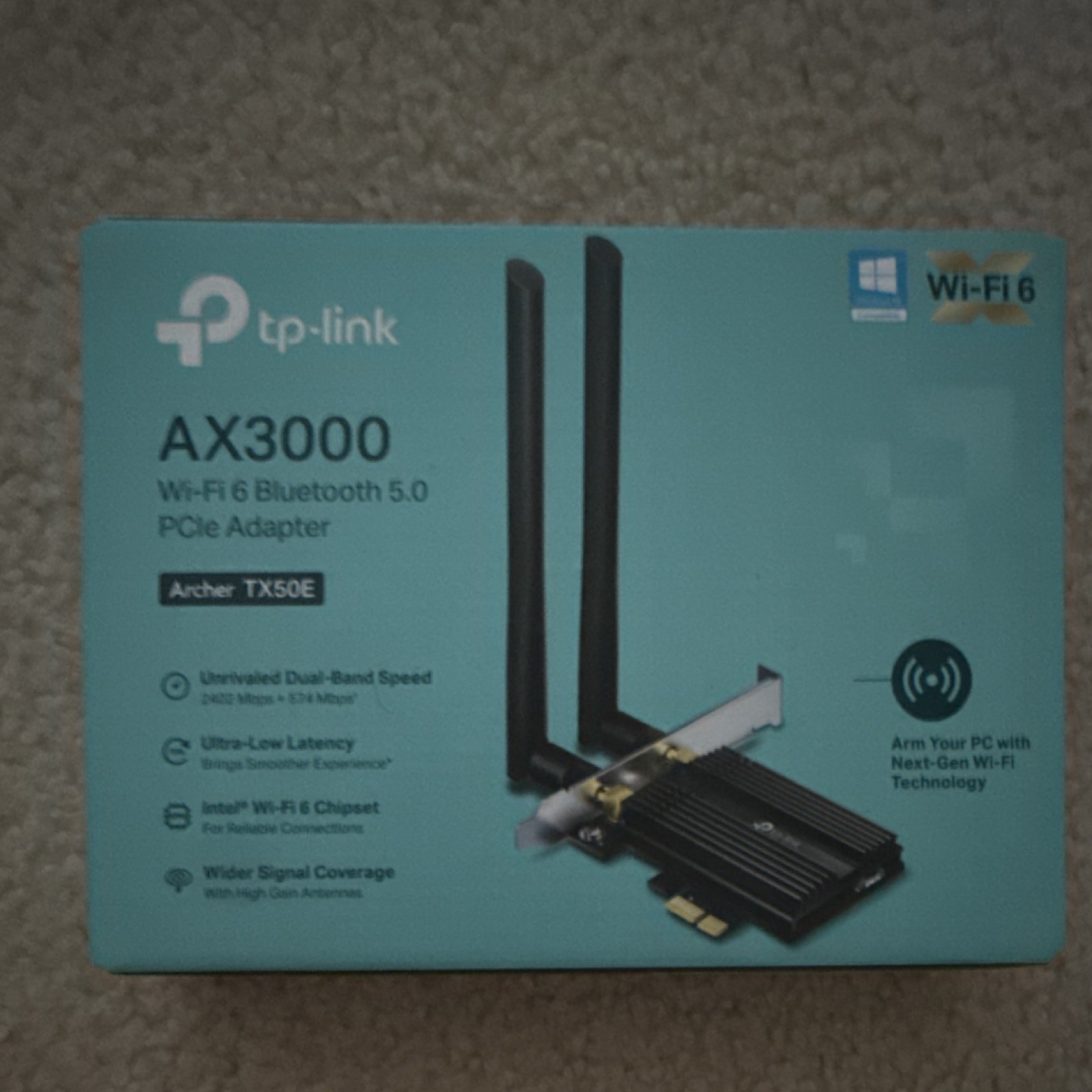 TP-LINK Archer TX50E Wi-Fi 6 Bluetooth 5.0 PCIe Adapter 2 Ports 2402+574 Mbps