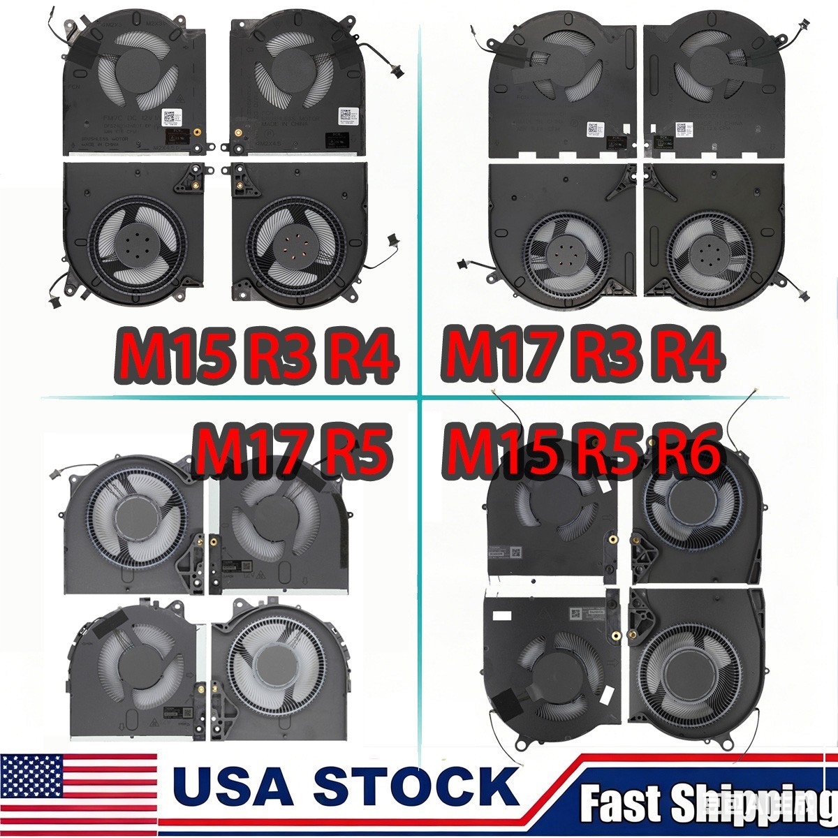 OEM Laptop CPU GPU Cooling Fan fit Dell Alienware M15 M17 R3 R4 R5 R6 0D1X38
