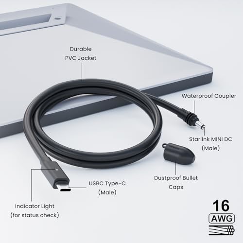 for Starlink Mini Cable 6.5FT, 140W USB C to DC Power Cable 16AWG with