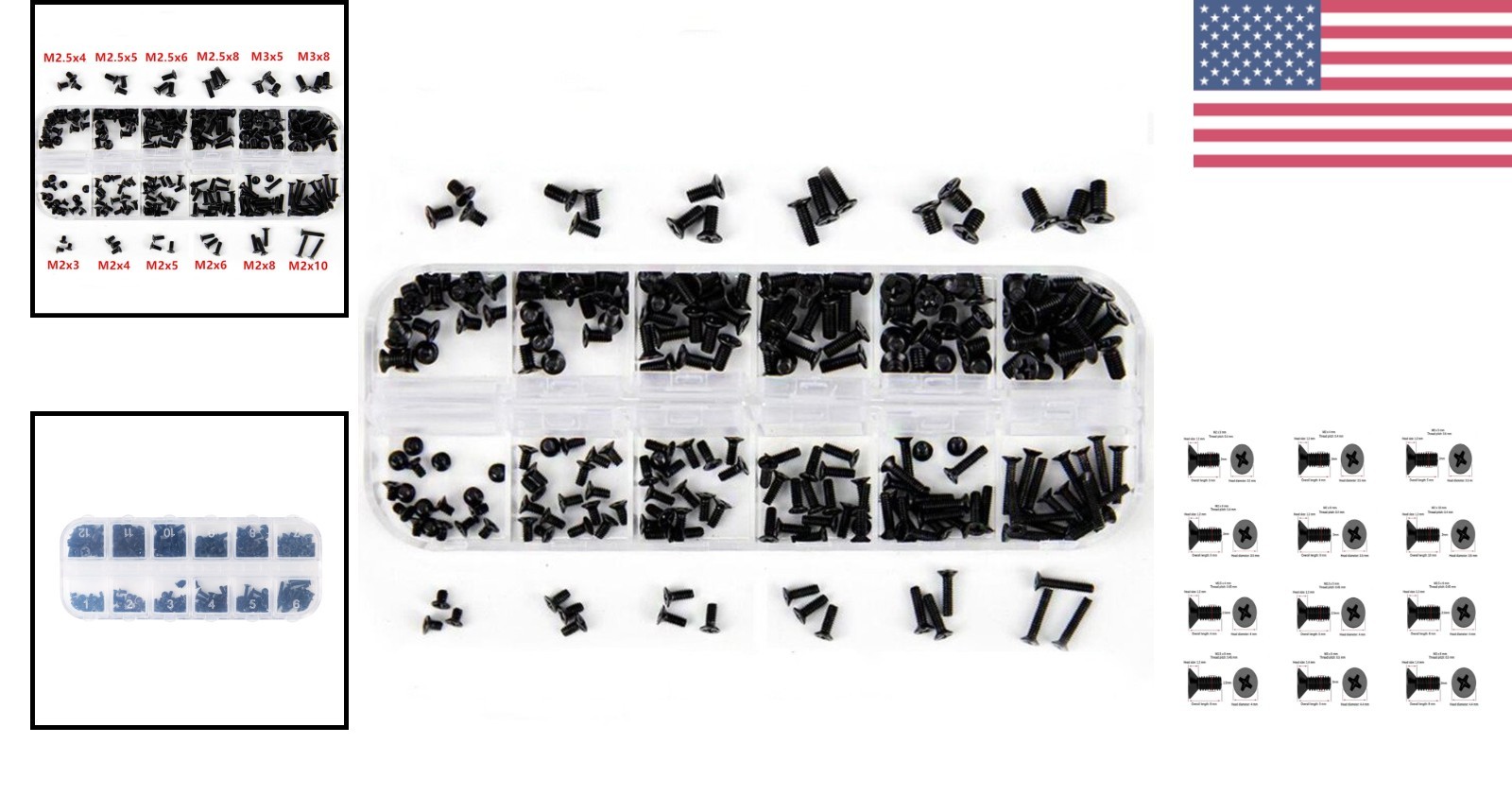 240-Piece Alloy Steel Screw Set for Laptop Repair – Flat Head and Point Styles