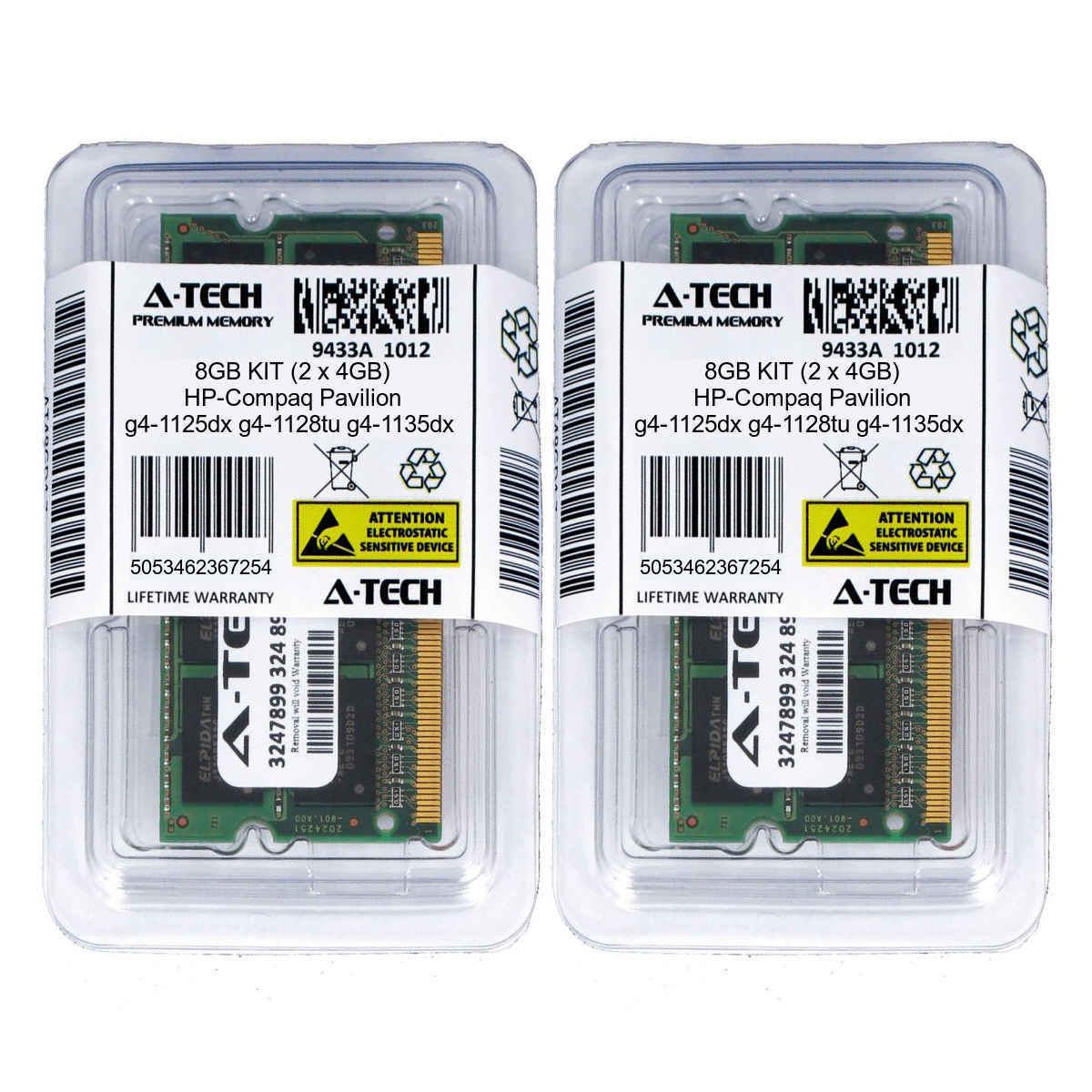 8GB KIT 2 x 4GB HP Compaq Pavilion g4-1125dx g4-1128tu g4-1135dx Ram Memory