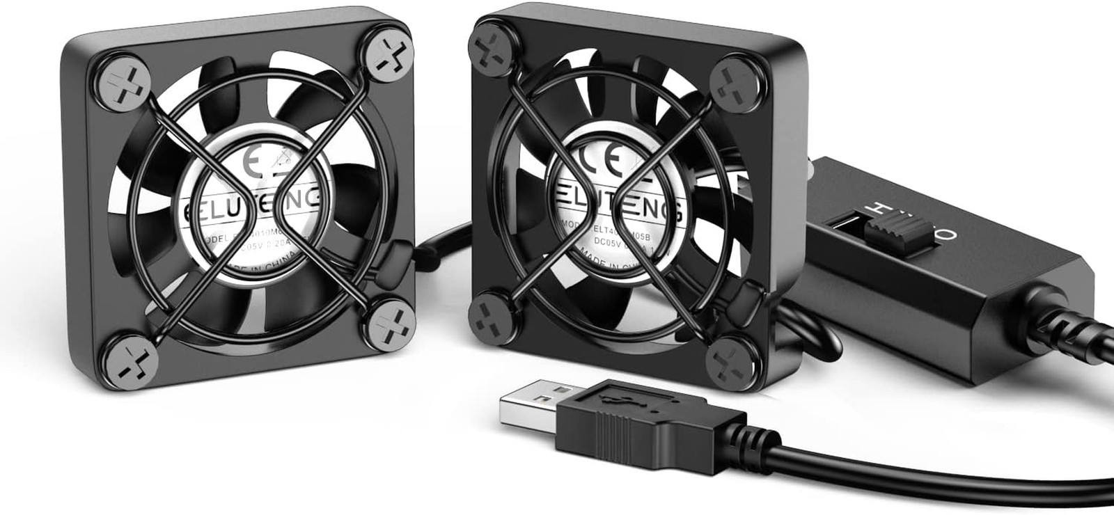 ELUTENG Dual 40Mm USB Fan with 3 Speeds Adjustable 5V PC Fan Max 5500RPM 40Mm *
