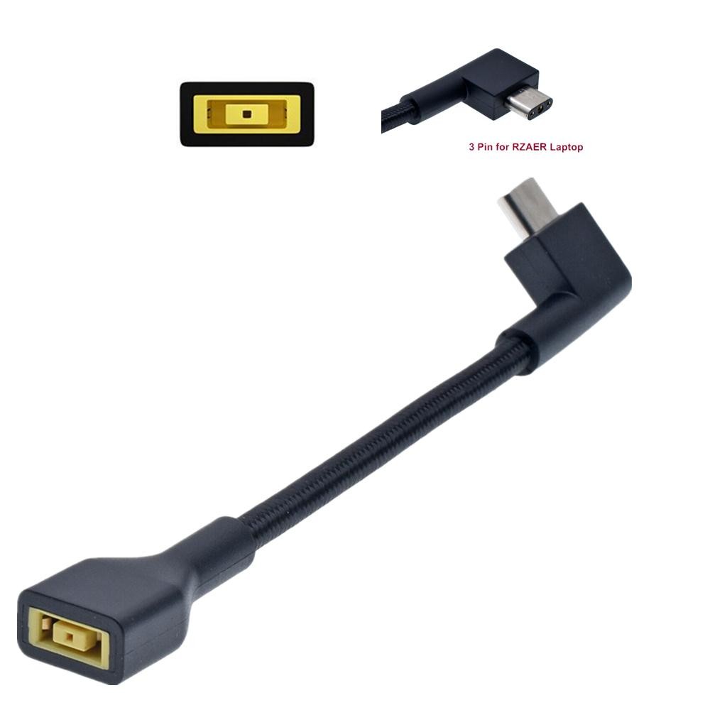 DC Slim Square Female to 3 Pin Plug Converter Charging Adapater Cable for Razer