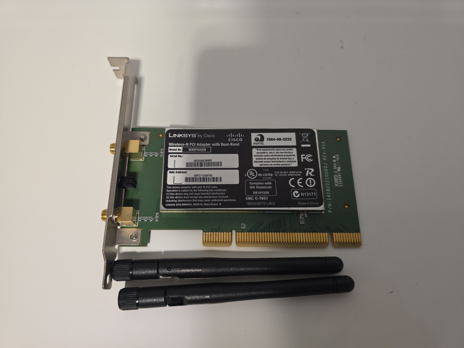 Linksys WMP600N Dual-Band Wireless-N PCI Adapter 300Mbps Desktop WiFi Card