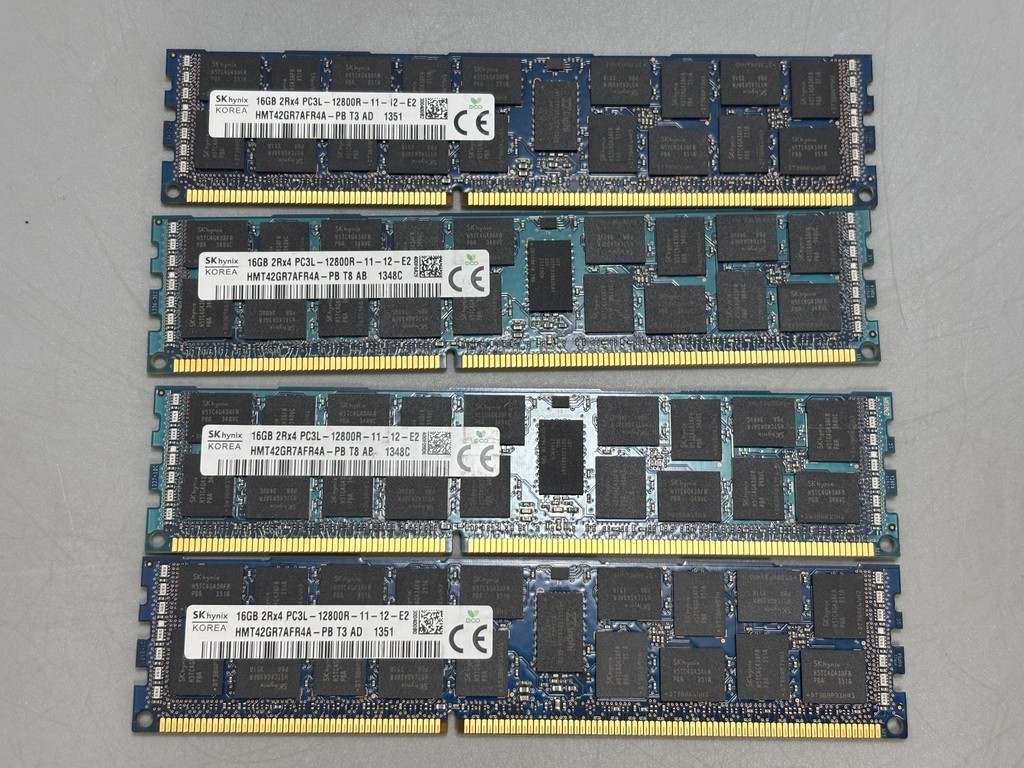 SKhynix 16GB 2Rx4 PC3L-12800R-11-12-E2 (Lot of 4) 16GB DDR3 Server RAM
