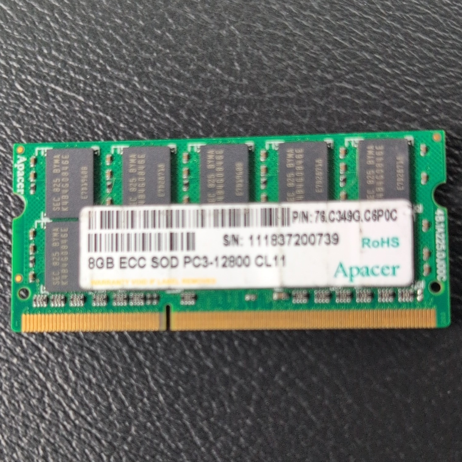 Apacer 8GB ECC DDR3 SDRAM SO-DIMM 204-Pin PC3-12800 CL11 78.C349G.C8P0C