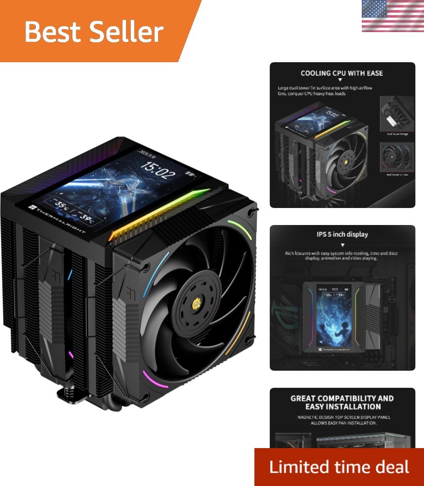 ARGB Twin Tower CPU Air Cooler with 5» LCD: Peerless Assassin 120 for Intel/AMD