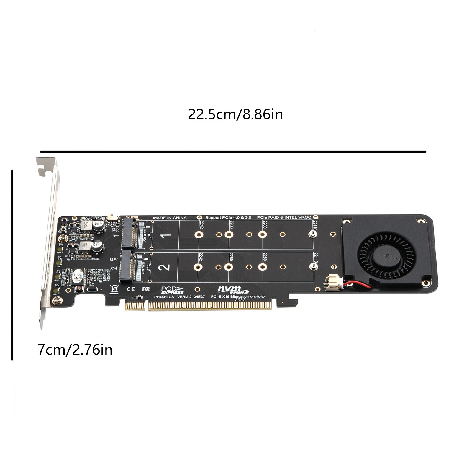 PCIE 4.0 x16 To M.2 M-Key NVME SSD Expansion Split Card Supports 4 Nvme M.2 SSD