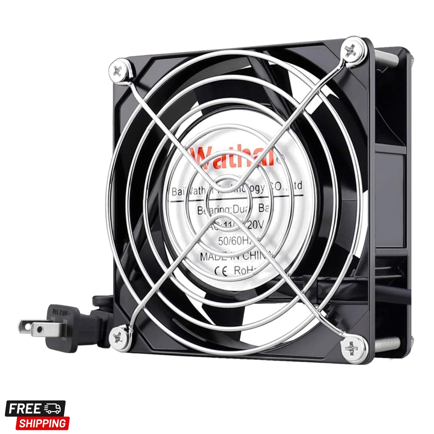 AC Power Axial Fan 110V 120V 92mm 90mm x 25mm Dual Ball Metal for DIY Ventila…