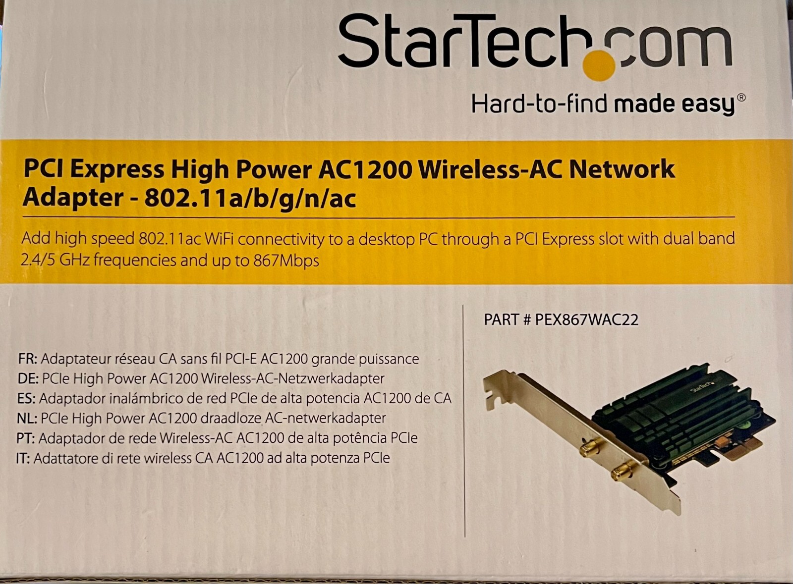 StarTech.com PCI Express High Power AC1200 Wireless-AC Network Adapter – 802.11