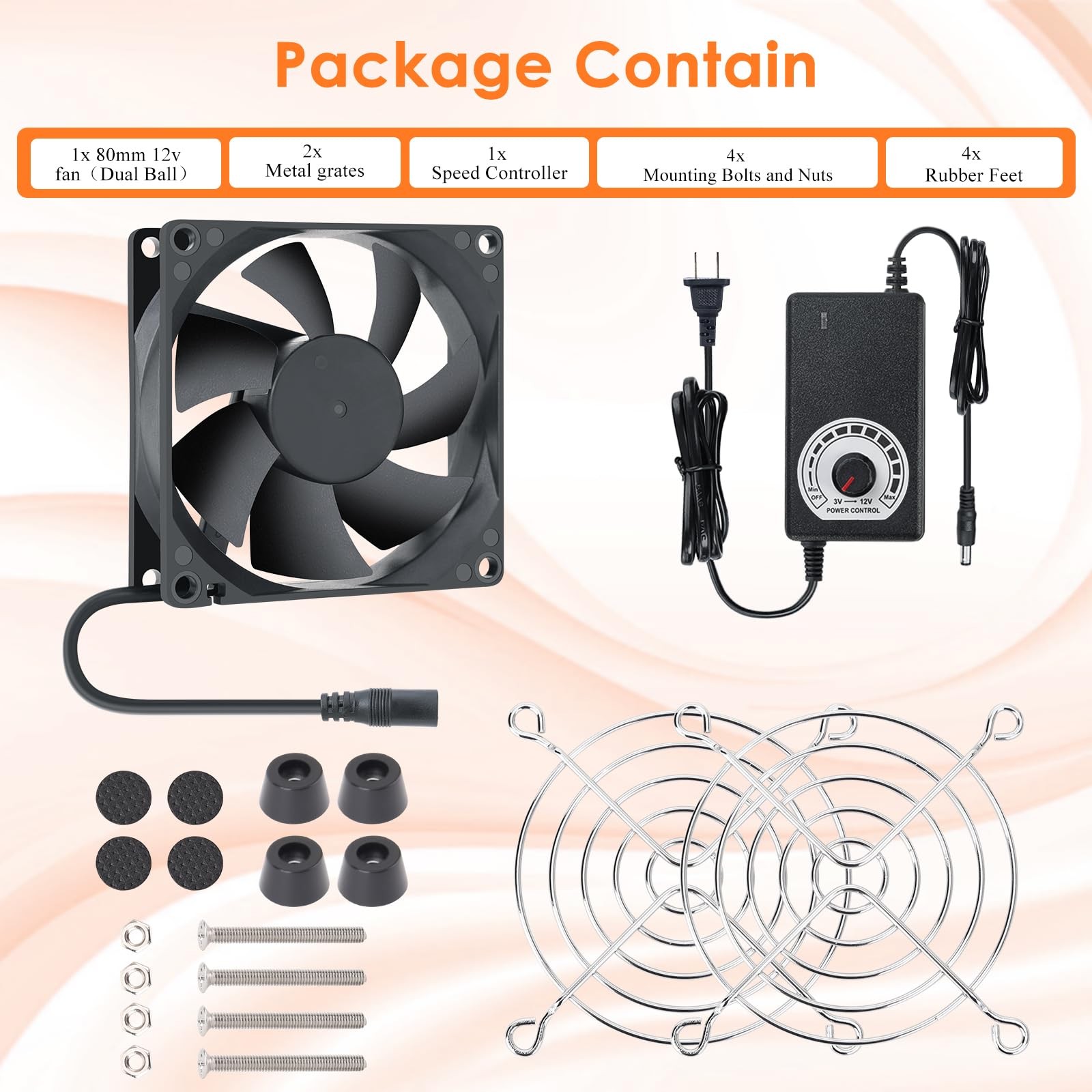 80mm Small Computer Fan with AC Plug, 110V 120V 220V 240V Fan with Speed Cont…