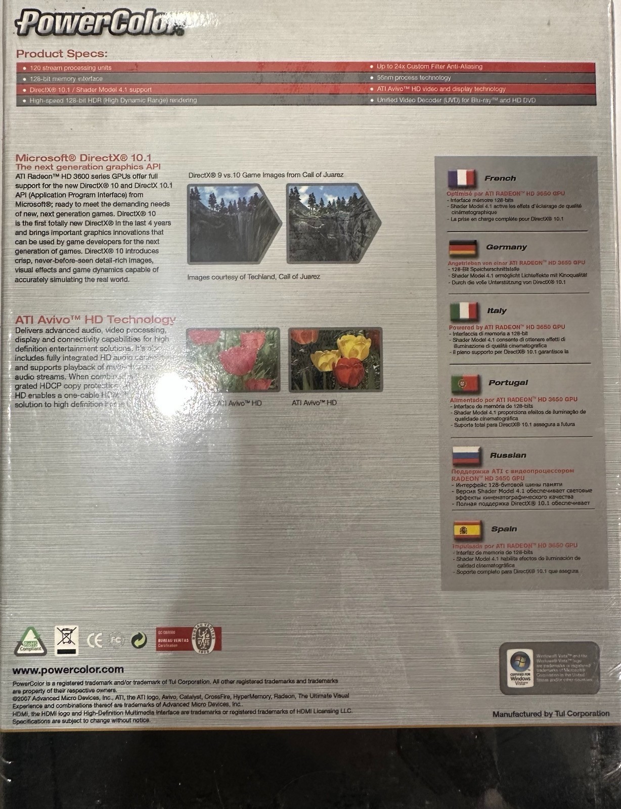 PowerColor Radeon HD 3650 512MB DDR2 AGP 8X DirectX 10.1 DVI NEUF