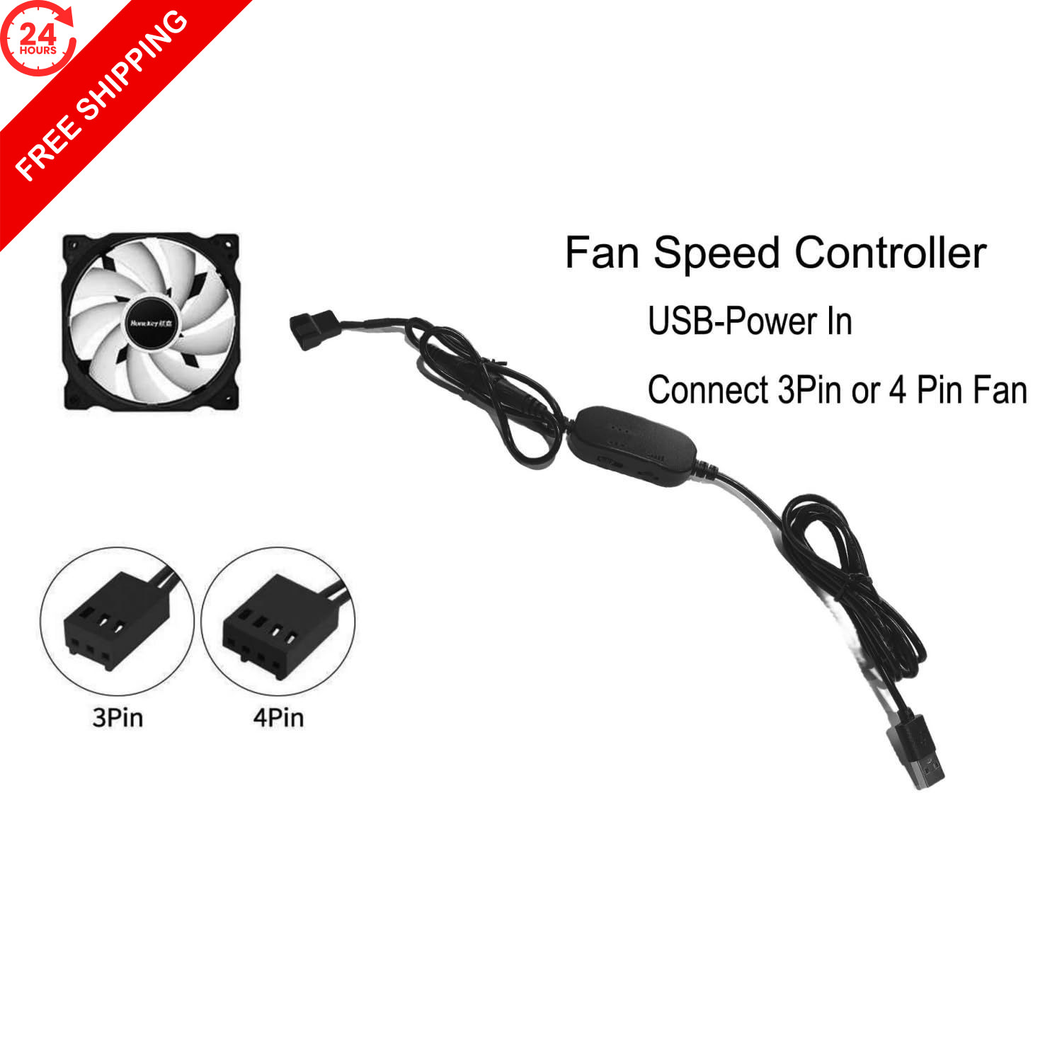 Tokatuker 2-Pack 12V Step-Up USB Fan Power Adapter Cable with Speed 68 inches