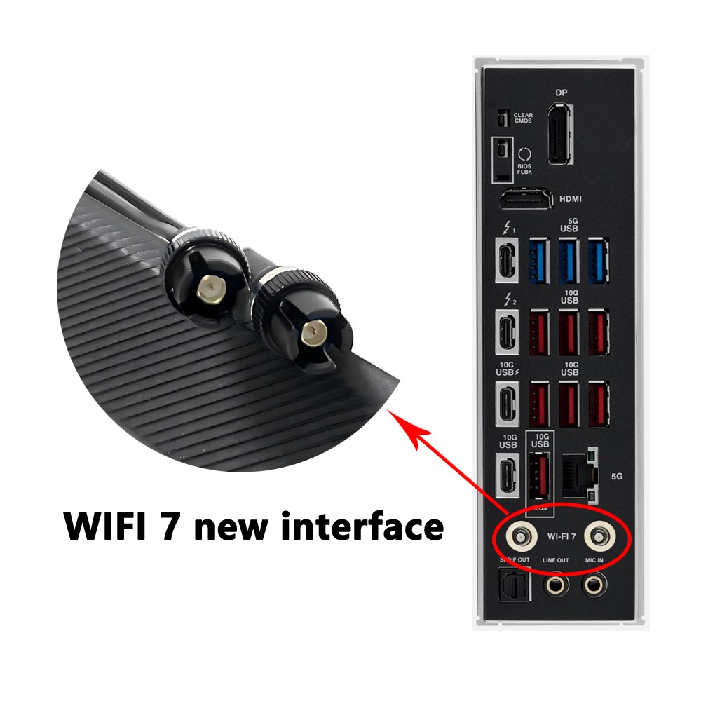 New WiFi7 Antenna For GIGABYTE X870M AORUS ELITE WIFI7 X870 AORUS STEALTH