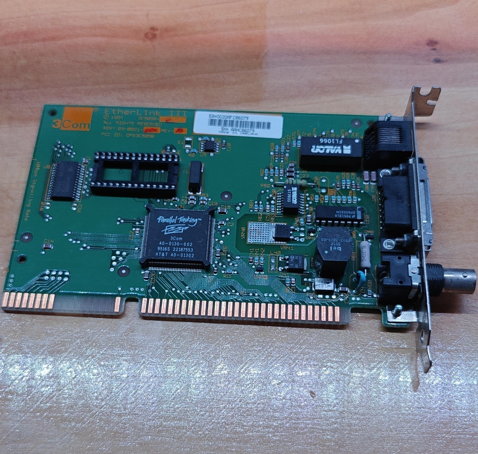 3Com EtherLink III 3C509B-C 1994 ISA LAN Card 10Mbps AUI BNC Coax RJ-45 Untested