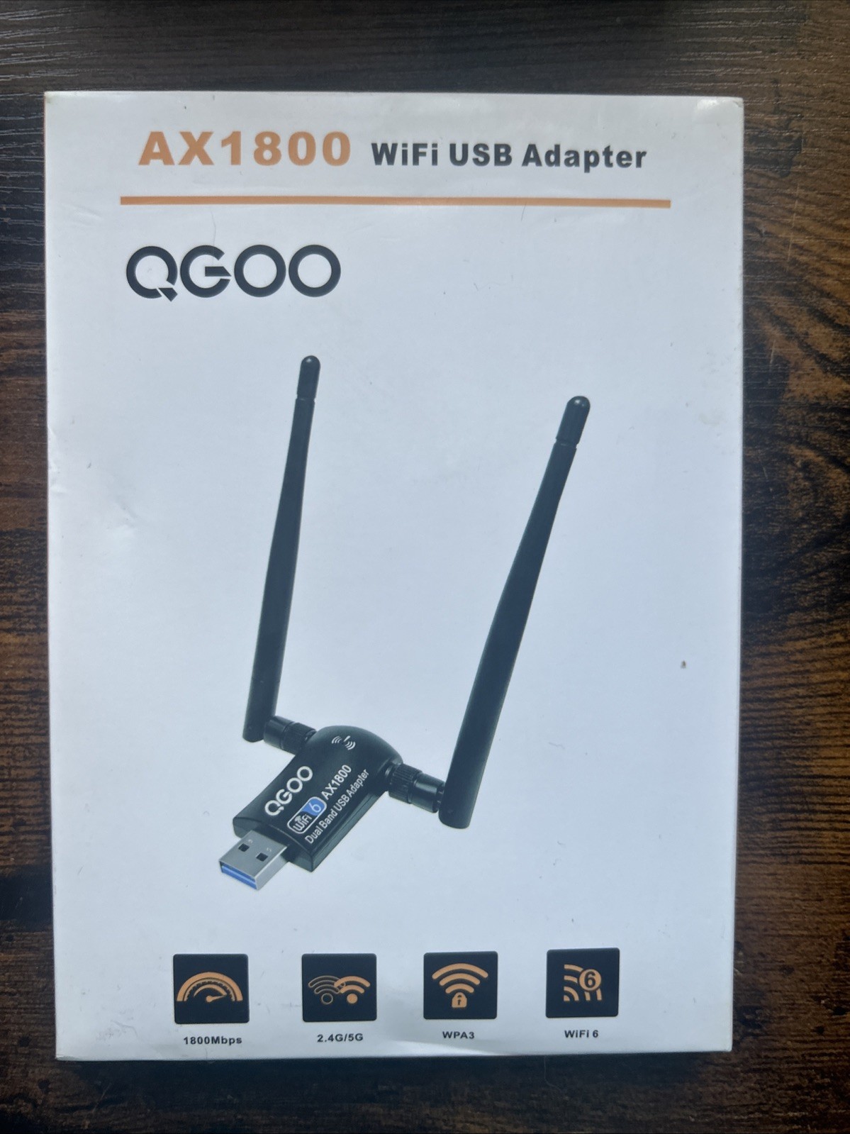 USB WiFi 6 Wireless Adapter for PC QGOO AX1800 3.0 Dual Band 1800Mbps 2.4G/5G
