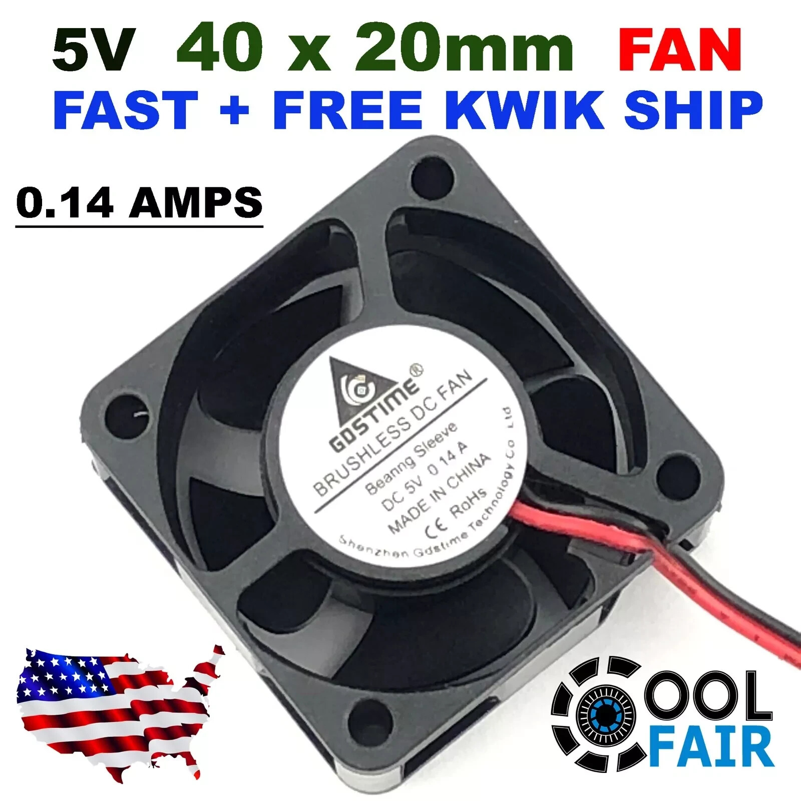5v 40mm DC Cooling Fan 40x40x20mm 4020 2-Pin A41