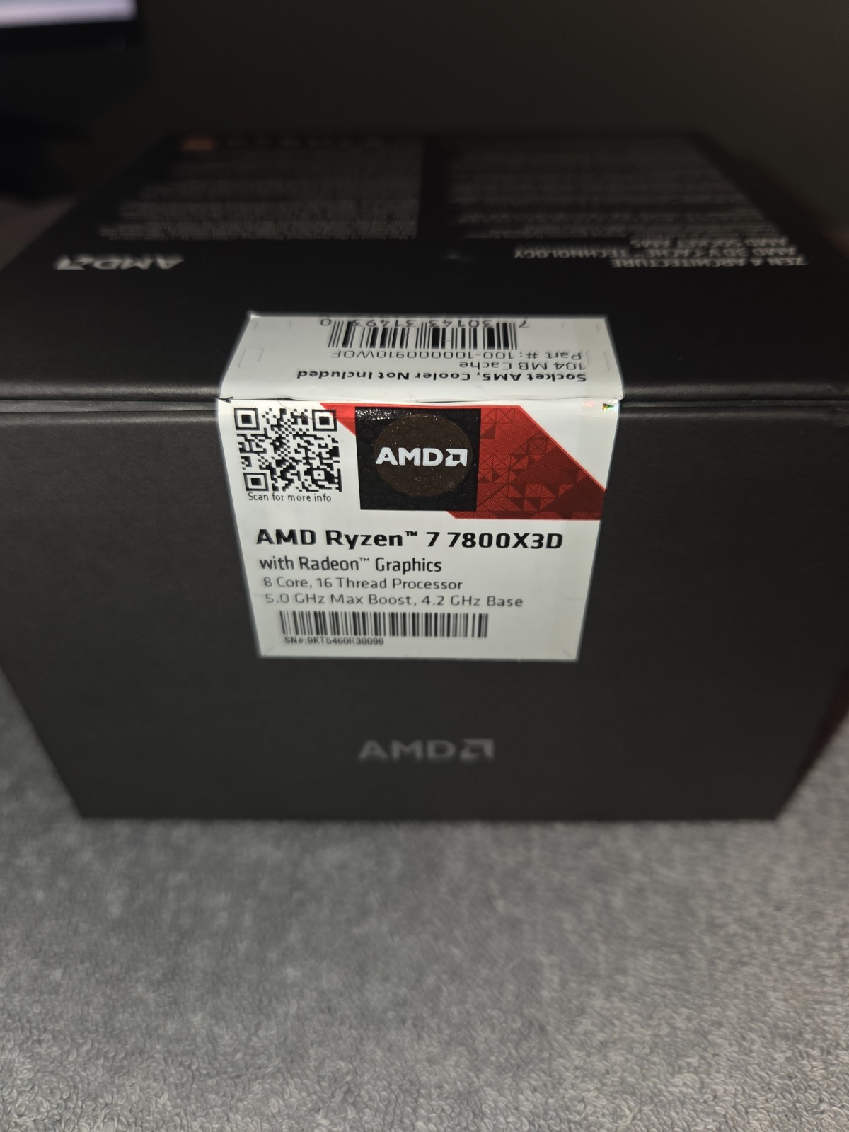 BOX ONLY AMD Ryzen 7 7800X3D 4.2GHz 8 Core 16 Thread Gaming Desktop Processor
