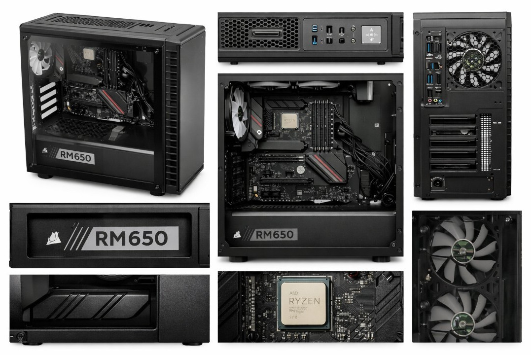 Corsair RM650 650W PSU Included Black ATX Mid Tower Case w/ USB Audio Ports