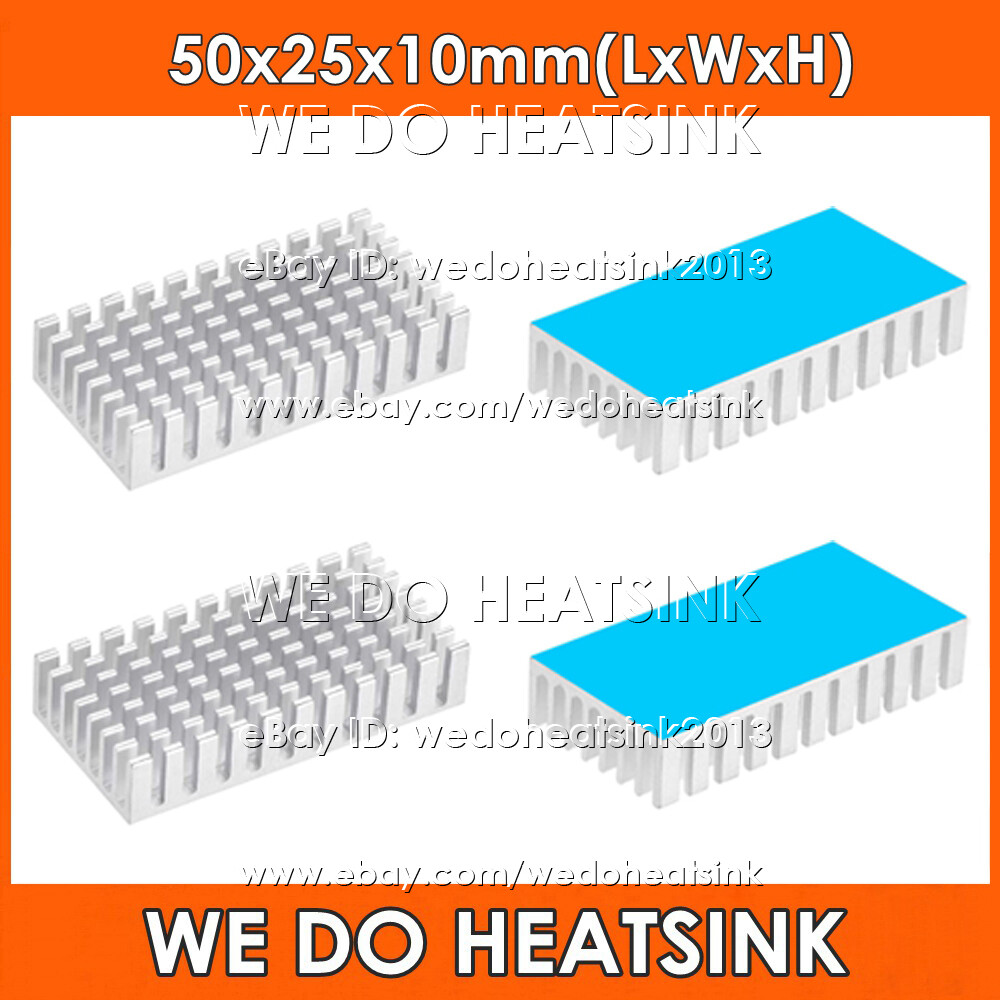 50x25x10mm Silver Slotted Heatsink Radiator Cooler With Thermal Pad for CPU IC