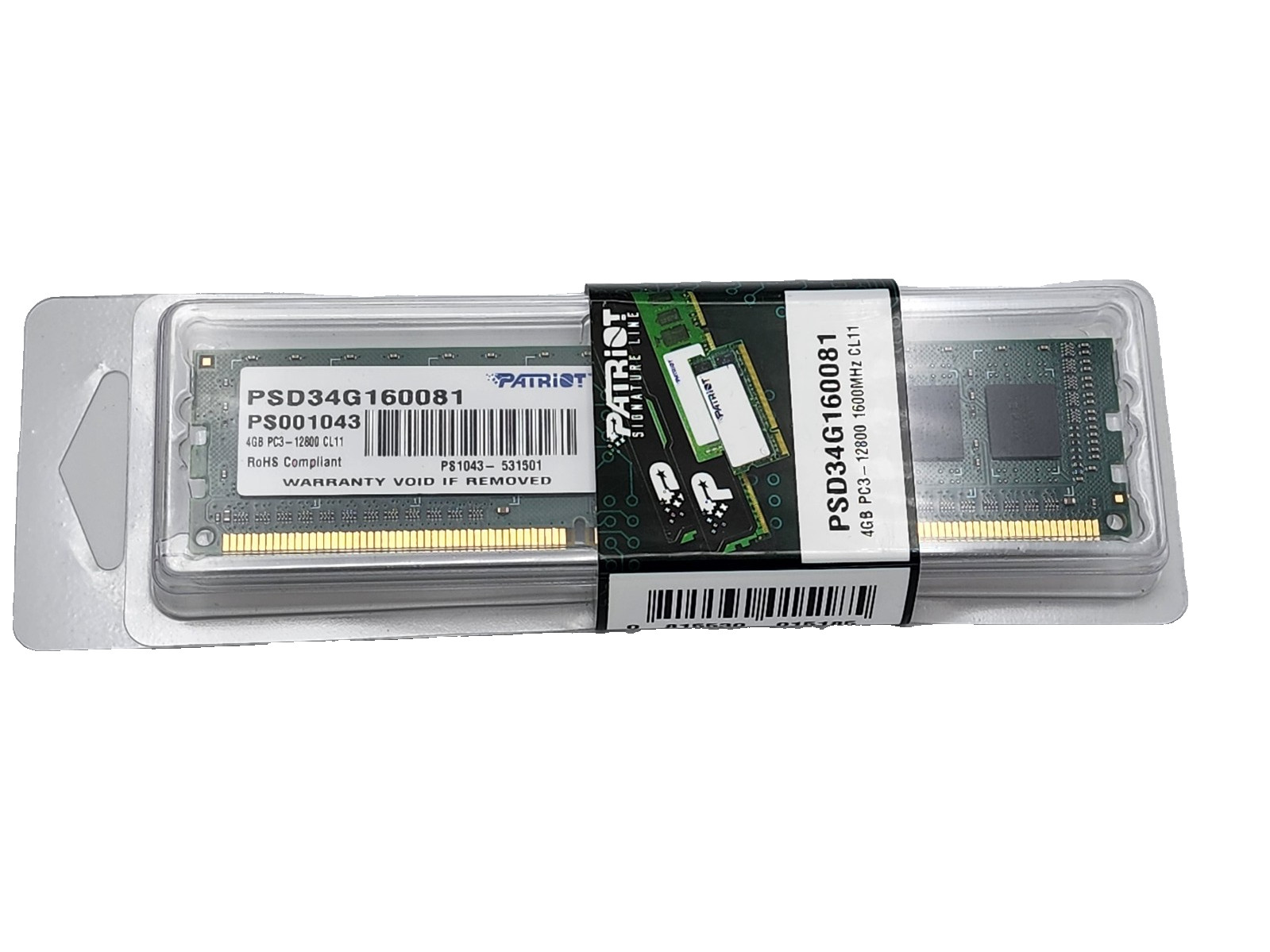 Patriot Signature 4GB DDR3 PC3-12800 1600MHz CL11 DIMM Memory PSD34G160081