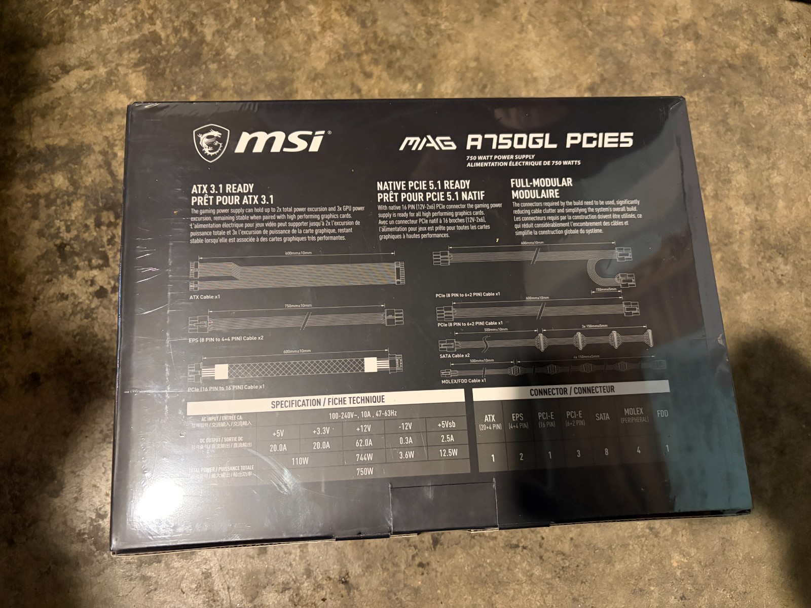 MSI MAG A750GL PCIE5 750W Power Supply | ATX 3.1 | PCIe 5.1 | 80+ Gold