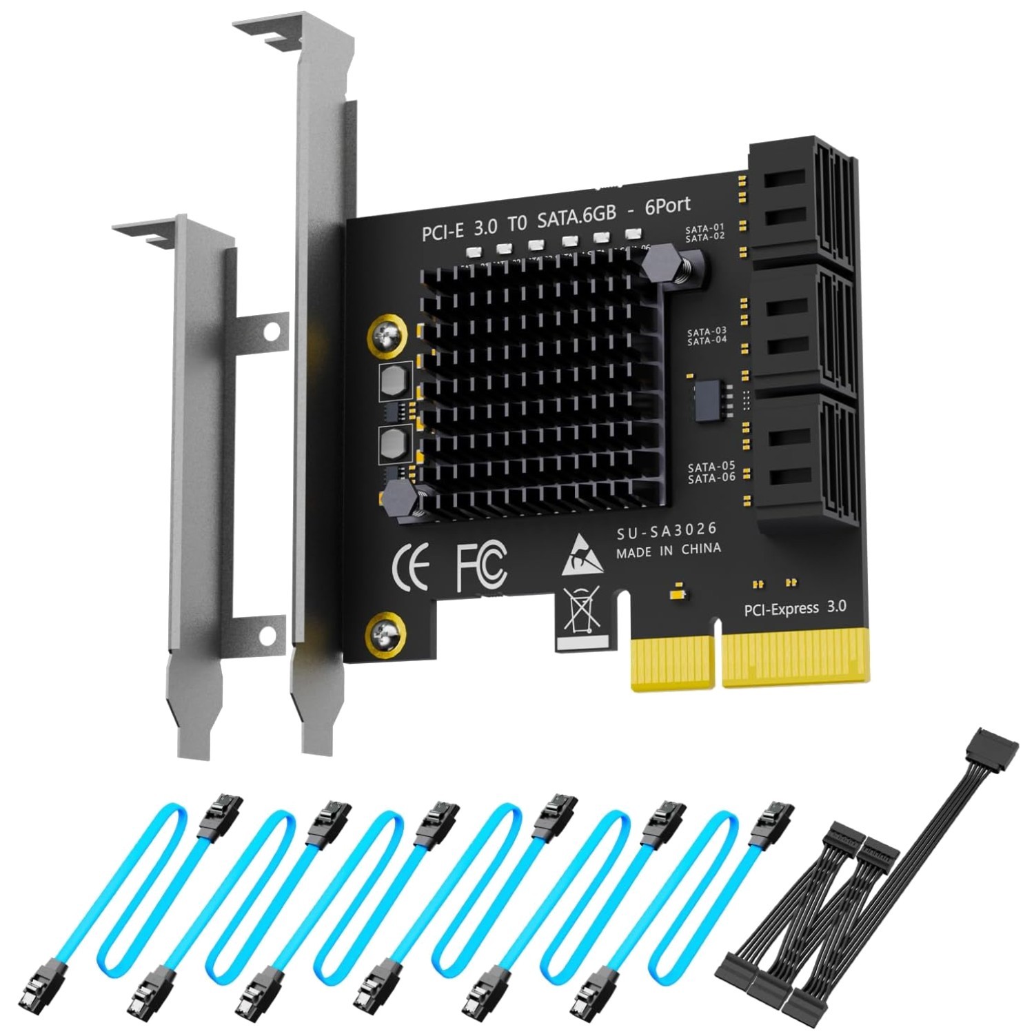 6-Port PCIe SATA Expansion Card for Windows, Mac, Linux