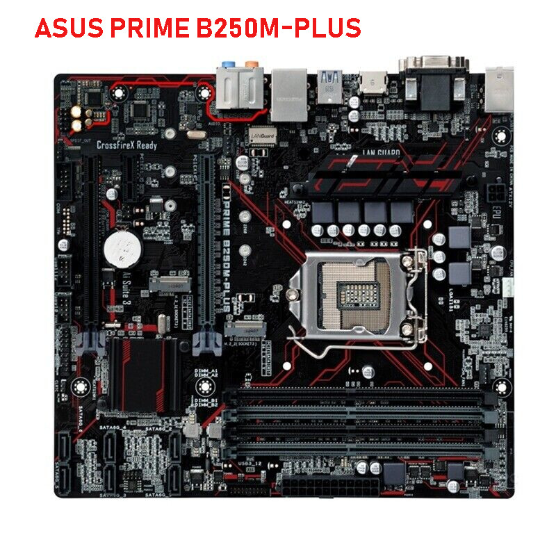 LGA 1151 Motherboard For ASUS PRIME B250M-PLUS DDR4 RAM VGA HDMI DVI M.2 USB 3.0