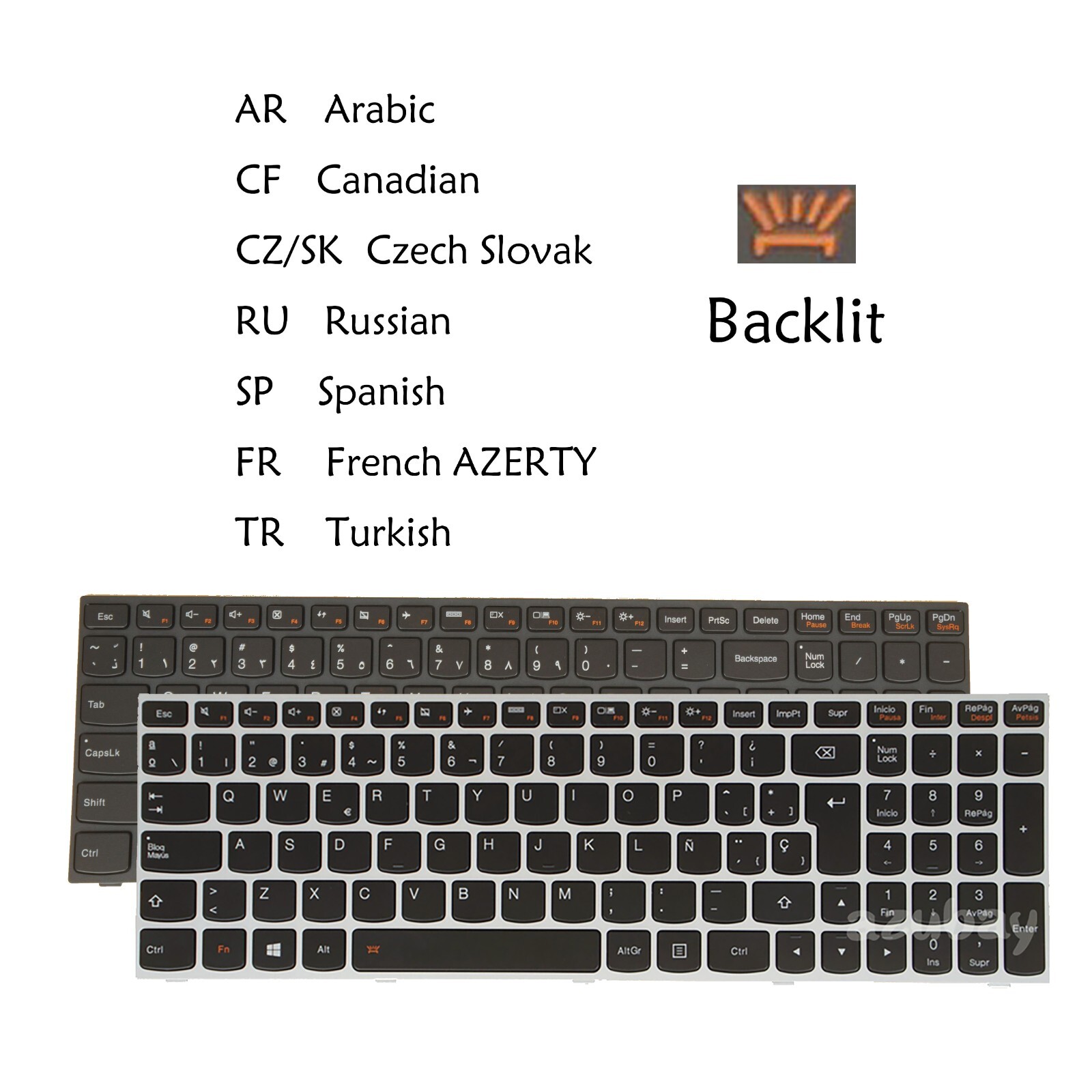 Backlit Keyboard for Lenovo IdeaPad 300-15ibr 300-15isk 300-17ISK B50-30 B50-45