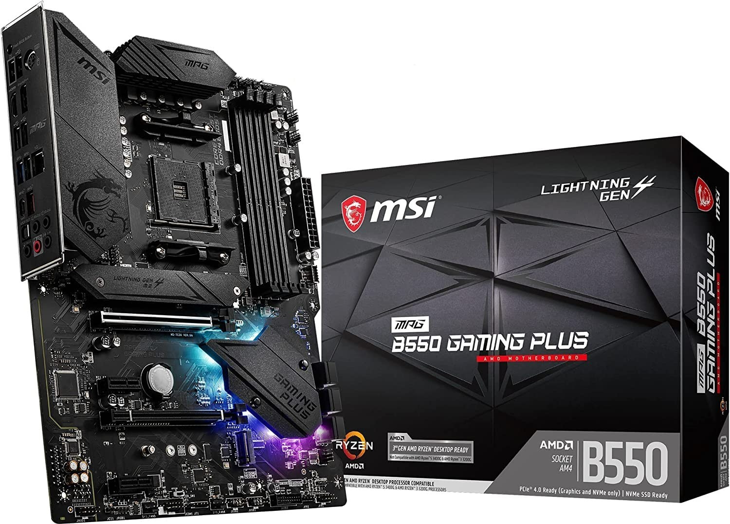 MSI MPG B550 Gaming Plus/A MB5873 Motherboard Compatible with Ryzen 5000 Series