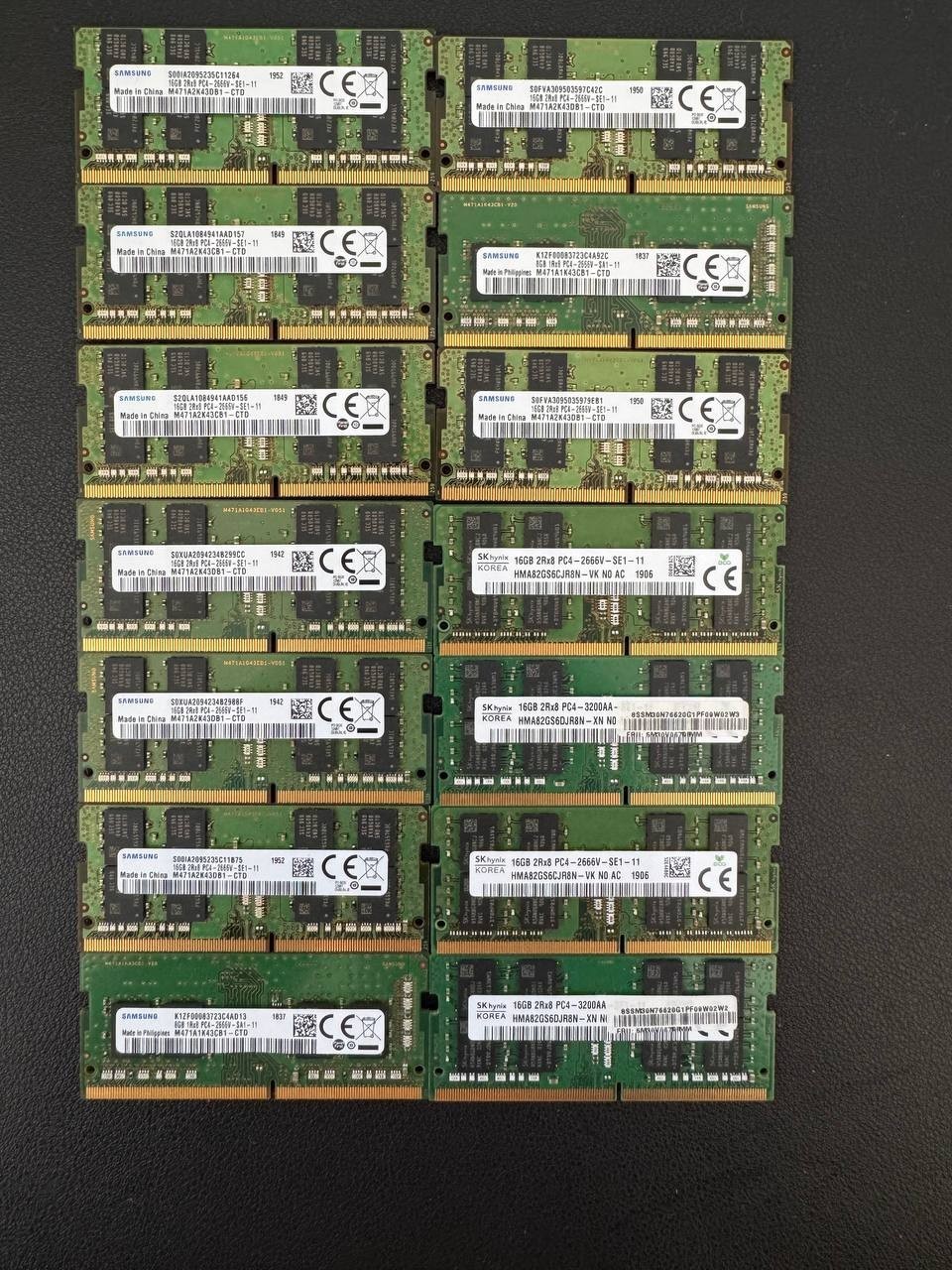 Lot 12x 16GB DDR4 2666-3200MHz SO-DIMM Laptop RAM Samsung & SK Hynix