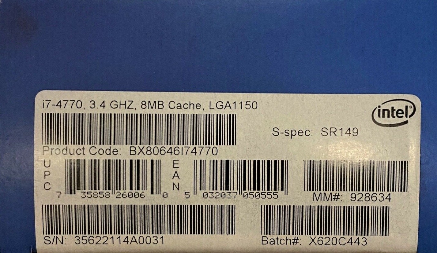 Intel BX80646I74770 SR149 Core i7-4770 Processor 8M Cache, up to 3.90 TESTED