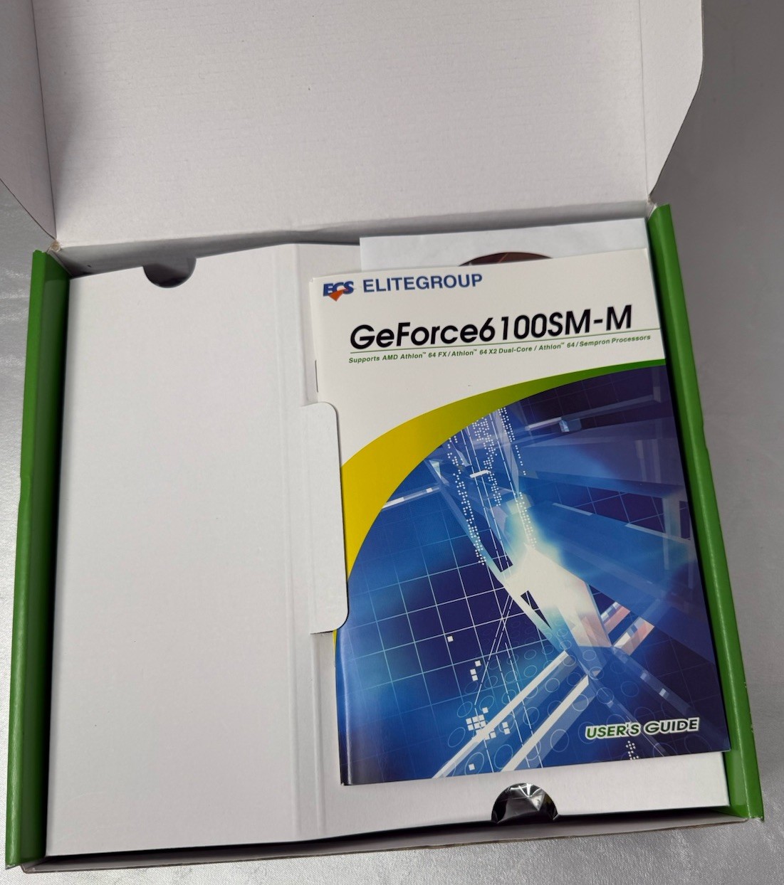 ECS HT2000 GeForce 6100SM-M (V1.0/1.0A) Motherboard + Extras – NEW