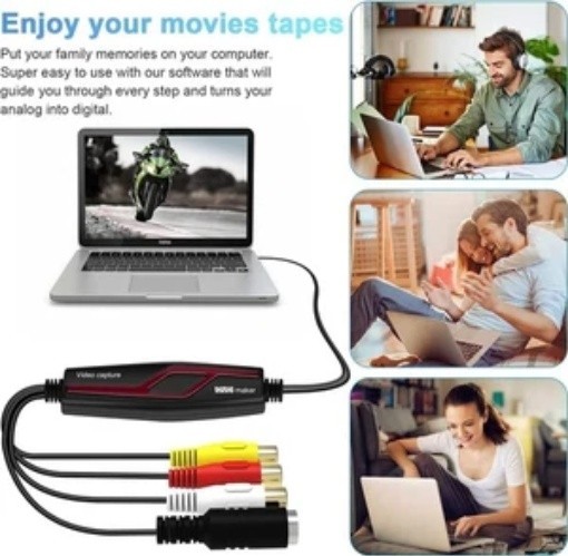 VHS to Digital Converter, RCA to USB Video Capture for Mac & Windows – HD 720p
