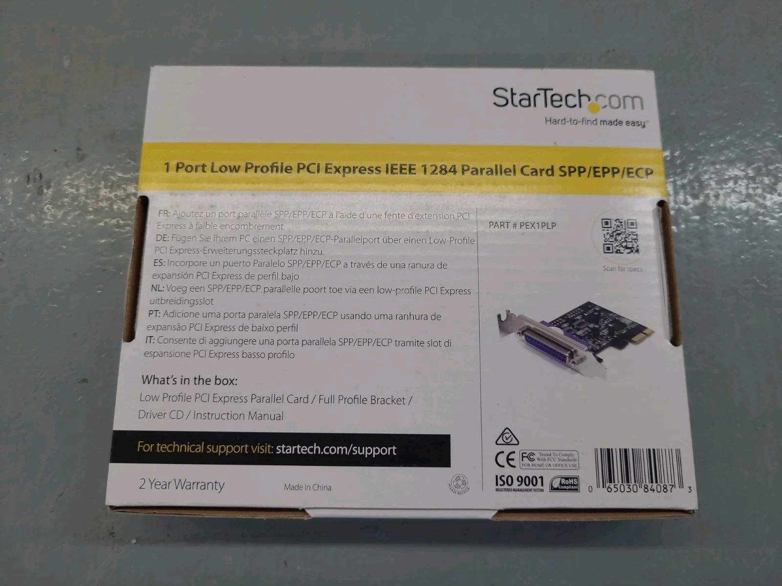 StarTech PEX1PLP 1-Port Low Profile PCI Express PCIe Parallel Card NEW Open Box