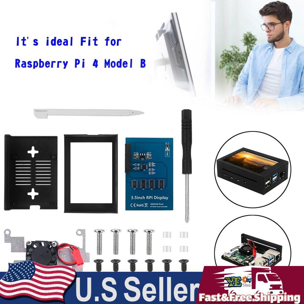 3.5 In Display Aluminum Alloy Case + LCD Screen Fit for Raspberry Pi 4 Model B