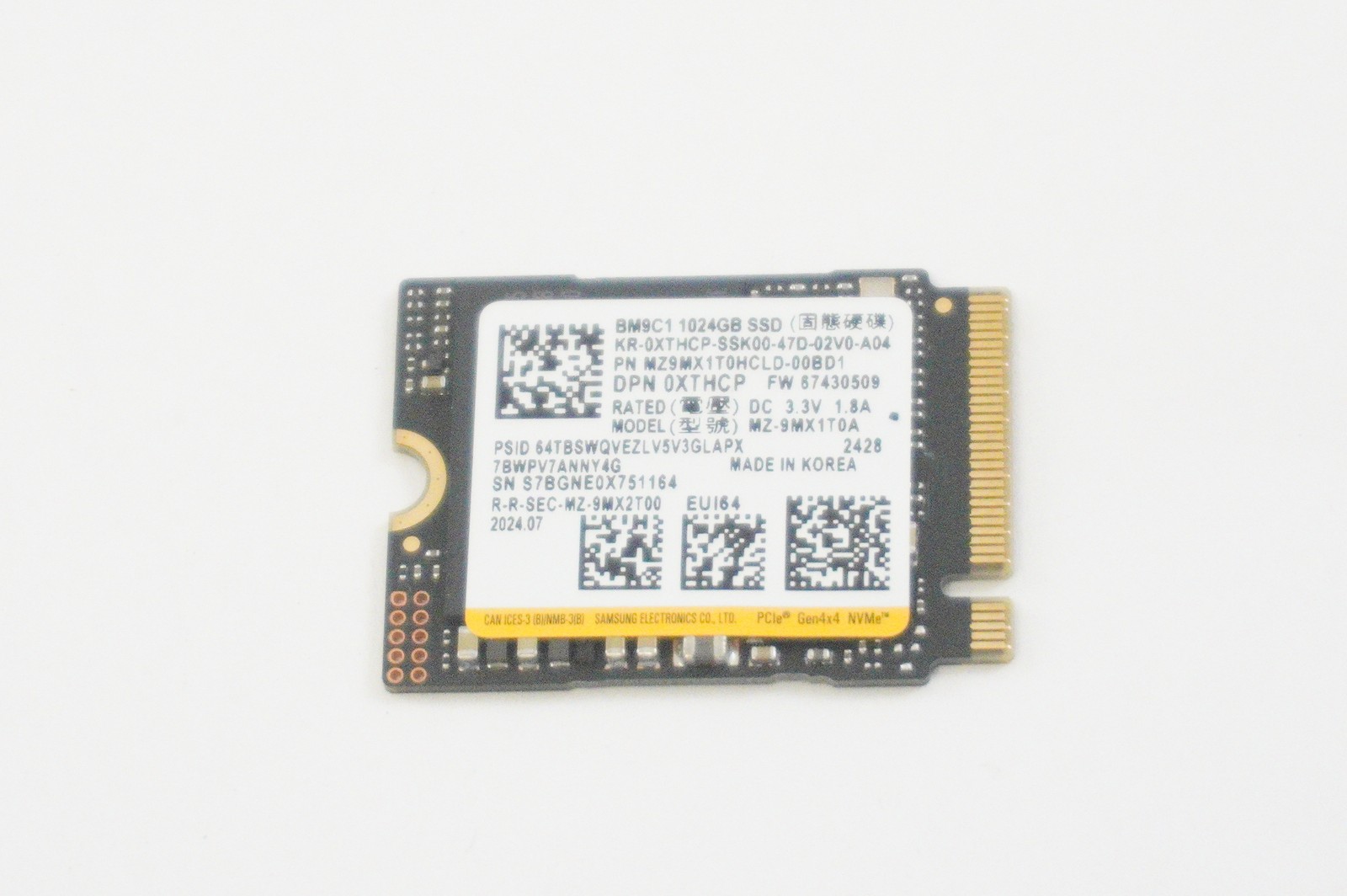 MZ9MX1T0HCLD-00BD1 Samsung 1TB NVMe PCIe Gen4x4 M.2 2230 SSD Drive