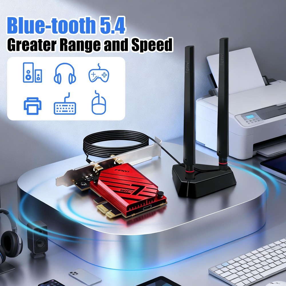 FENVI BE6500 WiFi 7 PCIe Card MT7925 6.5Gbps Tri-Band BT5.4 Desktop MLO Gaming