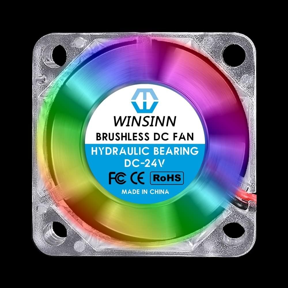 4Pcs 3010 RGB Fan 30x30x10mm DC 24V Brushless Cooling Fan with Blue LED