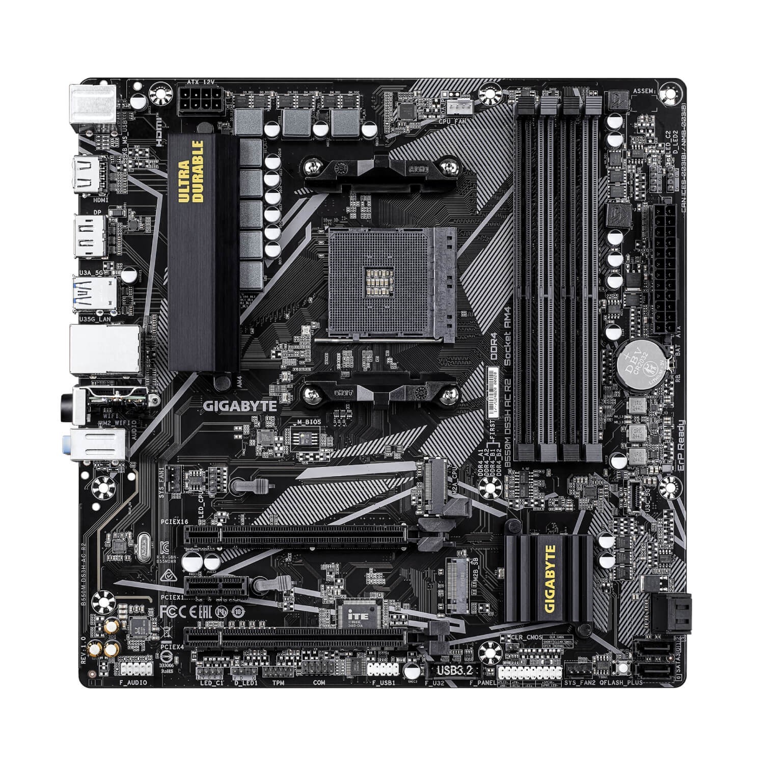 Gigabyte B550M DS3H AC R2 Motherboard AMD B550 AM4 DDR4 Micro ATX SATA3  M.2