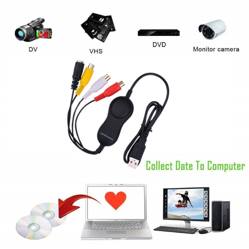 Portable USB2.0 Video Capture Card Device Analogs Signal From VCRs Camcorders